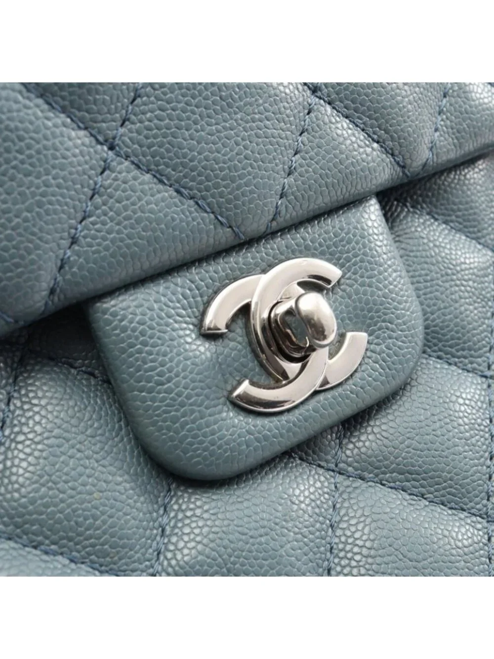 Chanel Shoulder Bag Quilted Smoki Blue Caviar Leather Chain